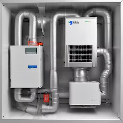 Heat recovery ventilation unit with ductwork